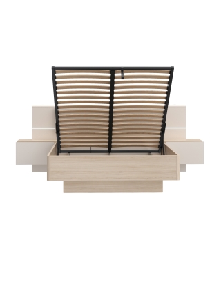 Łóżko 140/190 cm ze stolikami nocnymi PANOPTIK PNPL3142B-Q203
